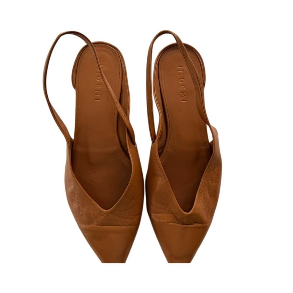 M. Gemi Rosanna Slingbacks Natural Camel Tan Leather Size 40 Flat Point Toe - Picture 2 of 7
